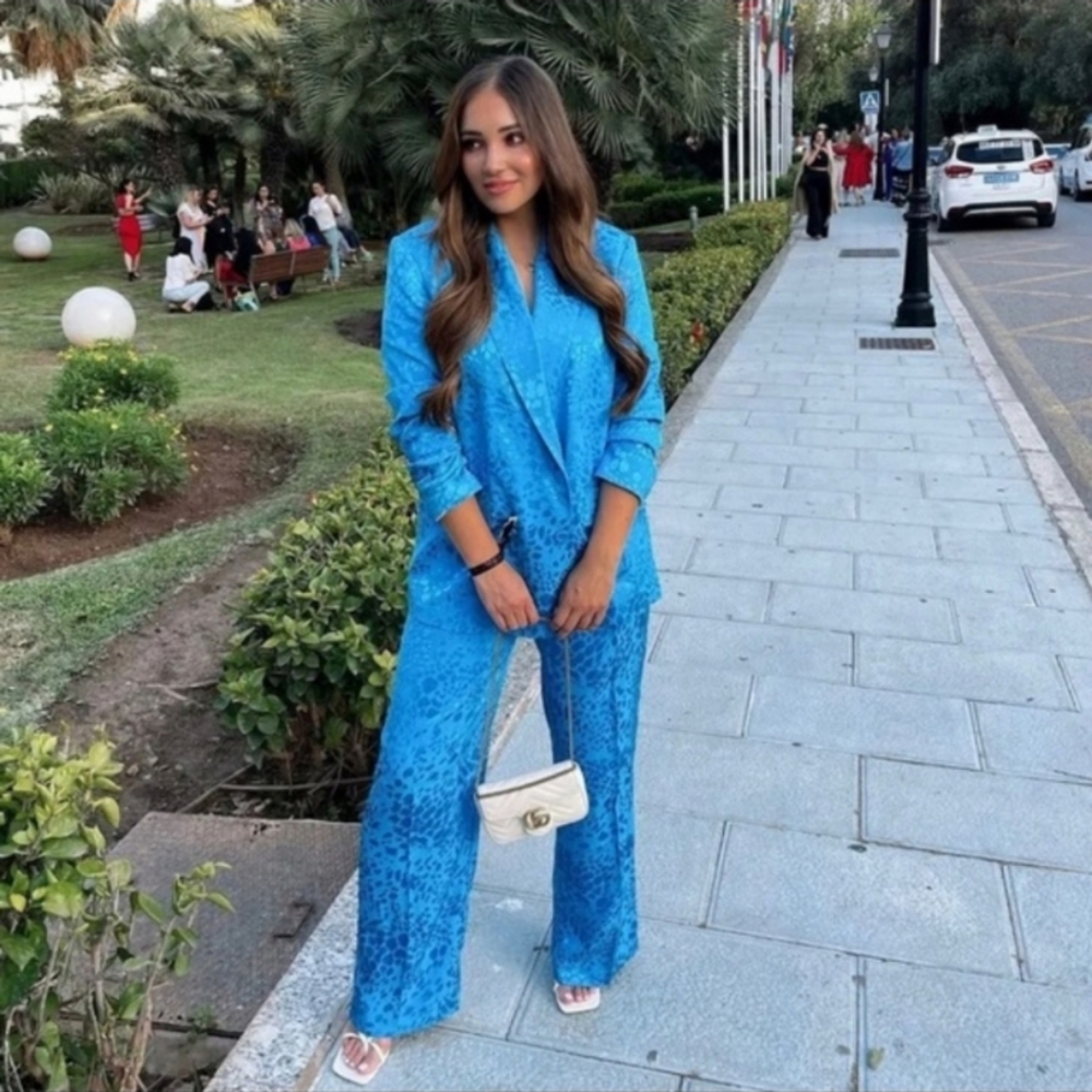 Zara wide leg animal print jacquard pants